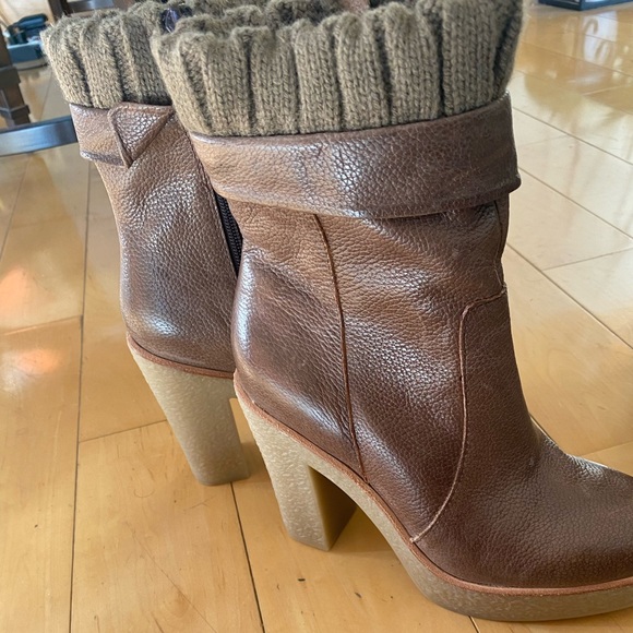 GAP LEATHER knit trim Chelsea Platform boots - Picture 2 of 12